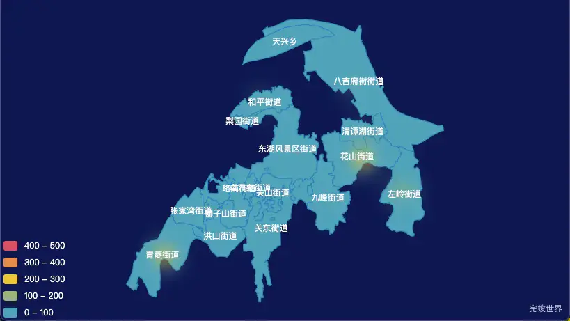 echarts 武汉市洪山区geoJson地图热力图